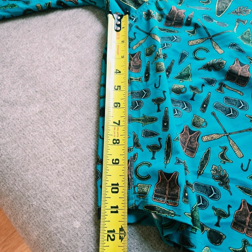 The Chive Mens Teal Camping Novelty Print Board Shorts Swim Trunks Size 36